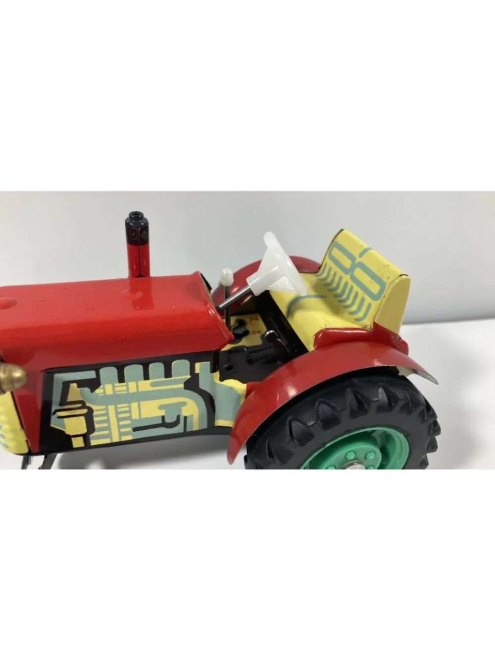 Vintage Kovap Zetor Czechoslovakia Tin Wind Up Toy Tractor & Trailer Used w/Box